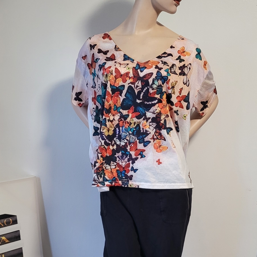 MISSLOOK Multicolor Butterfly Print Blouse
